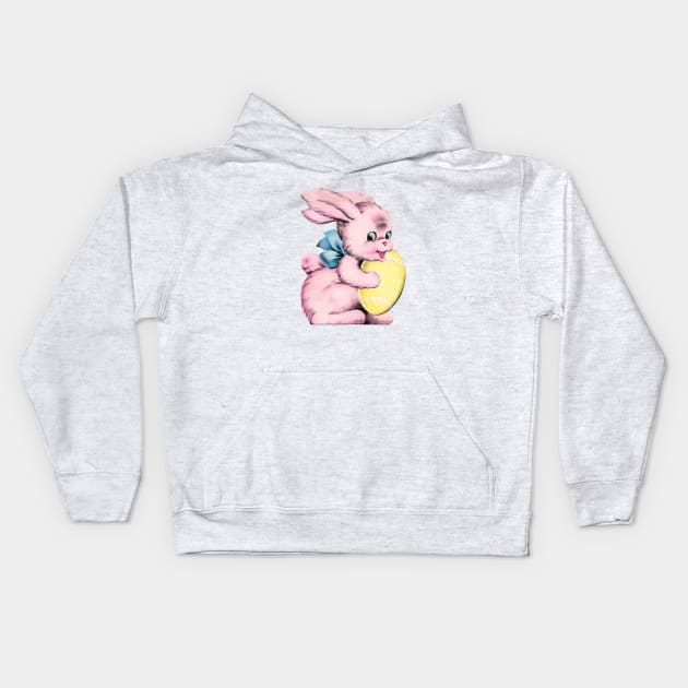 Pink Easter Bunny Rabbit Cute Adorable Egg Pastel Bow Kids Hoodie by Jim N Em Designs